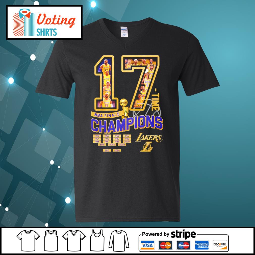 17 time NBA finals Champions 1949-2020 Los Angeles Lakers shirt